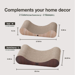 NECOICHI Cardboard Scratcher Bed side view; curved design supports comfy lounging.