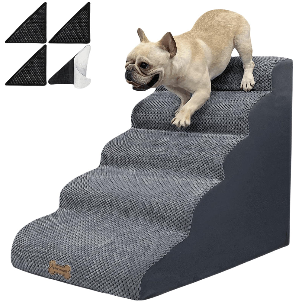 Necrely 5-Step Dog Stairs top view shows stable entry for high beds.