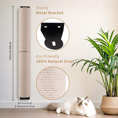 NEECONG hemp rope cat scratcher post vertical 3.5in diameter supports nail care.