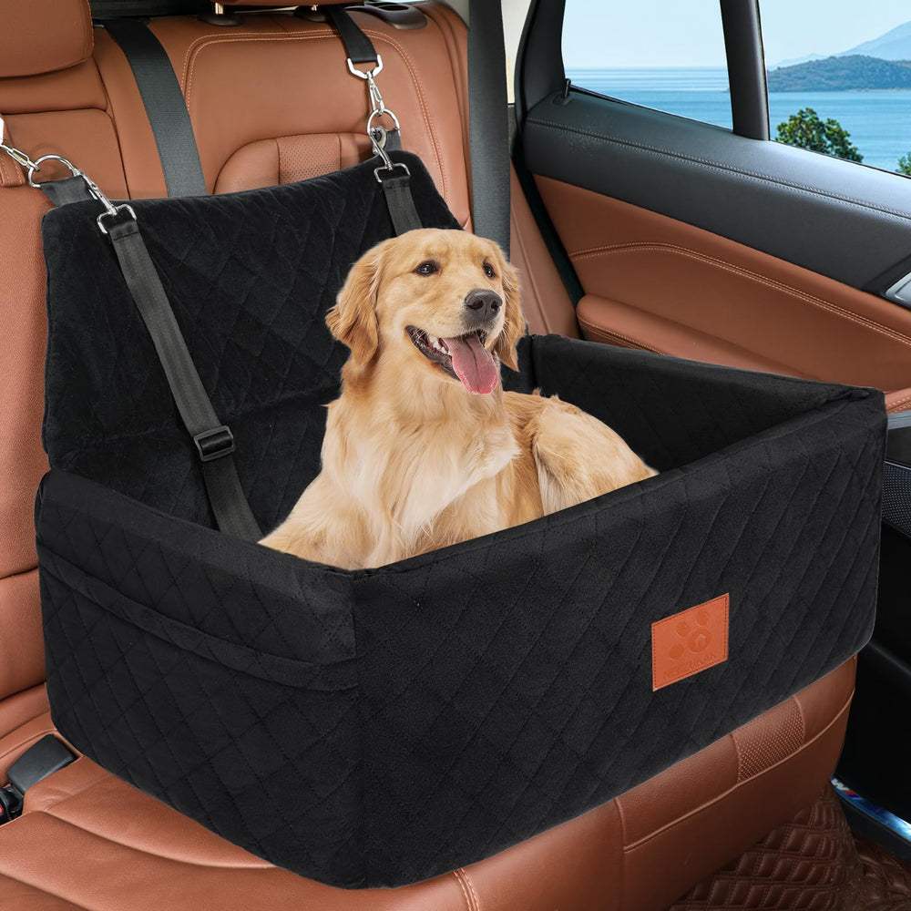 NEEZUKAR dog car seat large front view shows window perch for pets