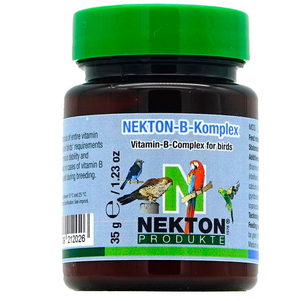 Nekton B-Komplex packaging shows the bird supplement designed for daily vitality.