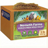 Nemeth Farms millet spray front package showing natural sun-dried millet for birds.