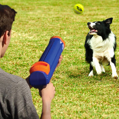 Nerf Dog Tennis Ball Blaster distance-50ft reaches 50 feet for wide-area fetch.