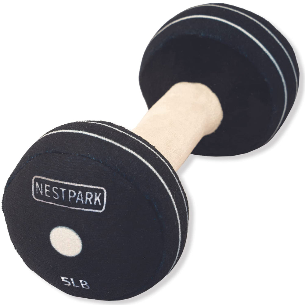 Nestpark Doggy Dumbbell close-up showing squeaker for interactive playtime