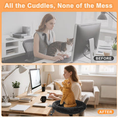 NEVESYKCUL cat desk bed rotating-base lets cats observe the workspace from any angle.