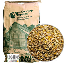 New Country Organics corn free layer chicken feed 25lb bag supports balanced nutrition for laying hens.