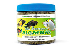New Life Spectrum AlgaeMax Medium 300g pellet closeup for herbivorous fish, supports immune health and color