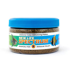 New Life Spectrum Regular 300g pellets in tank promote color and growth for small tropical species.