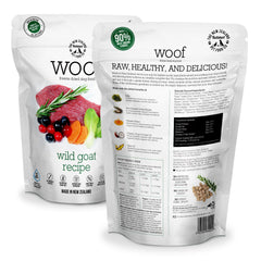 WOOF wild goat freeze-dried chunks closeup for training rewards.