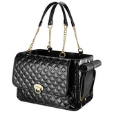NewEle fashion dog purse front view in black, stylish small-pet carrier for travel