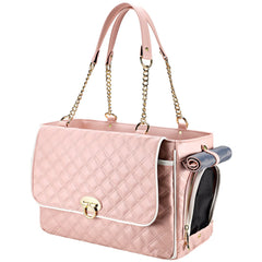 NewEle Fashion Dog Purse Carrier front view showcases sleek PU leather travel design for small dogs.