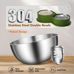 Newget large-capacity bowls hold 24oz of dry food and 800ml water per bowl.
