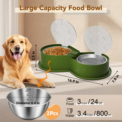 Newget stainless steel dog bowl set lids illustrate the dust-free, fresh-feeding advantage.