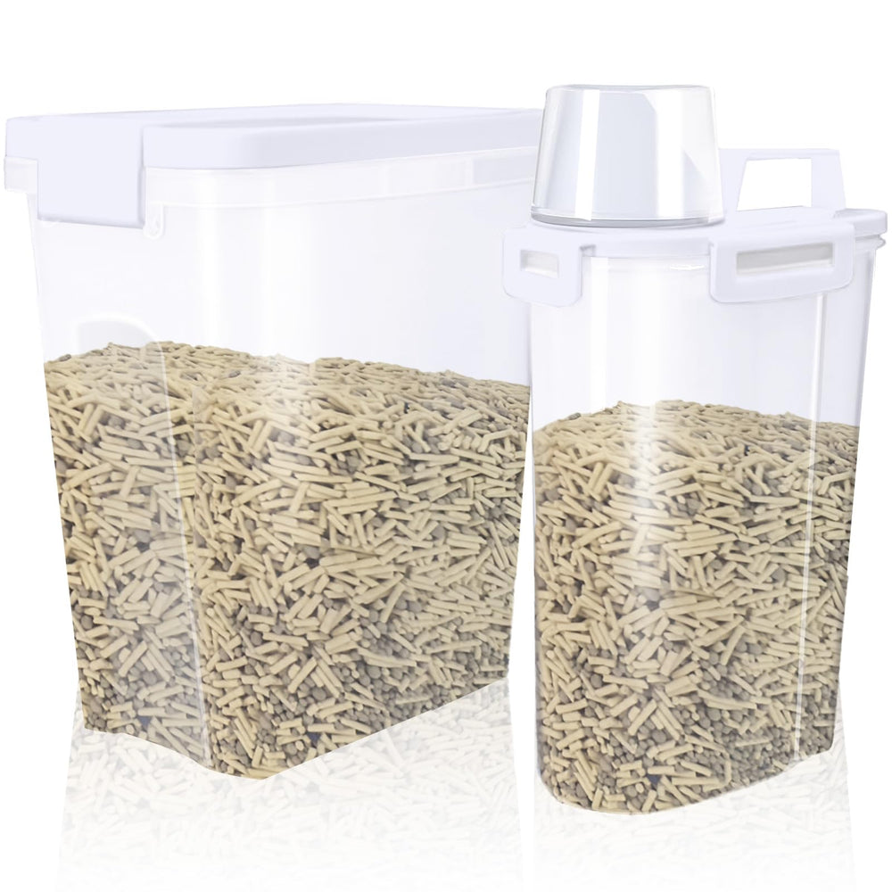 Newivi 2-pcs cat litter storage containers pack keeps clutter organized and ready.