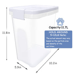Newivi cat litter storage bin with airtight lid protects litter from moisture.