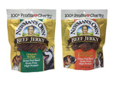 Newman's Own Beef Jerky Treats Original Recipe bag for dogs, perfect for training rewards.