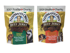 Newman's Own Beef Jerky Treats Original Recipe bag for dogs, perfect for training rewards.