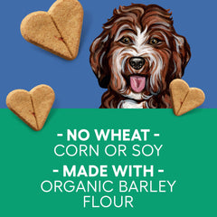 Newman's Own dog biscuits turkey-sweet-potato heart-shape shows portion-friendly size