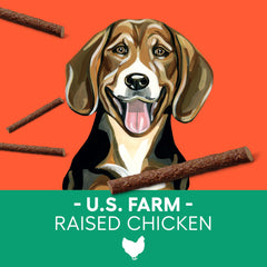 Newman's Own Snack Sticks label highlights US farm-raised chicken ingredient