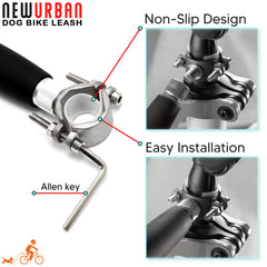 NEWURBAN dog-bike-attachment installation-steps show quick setup
