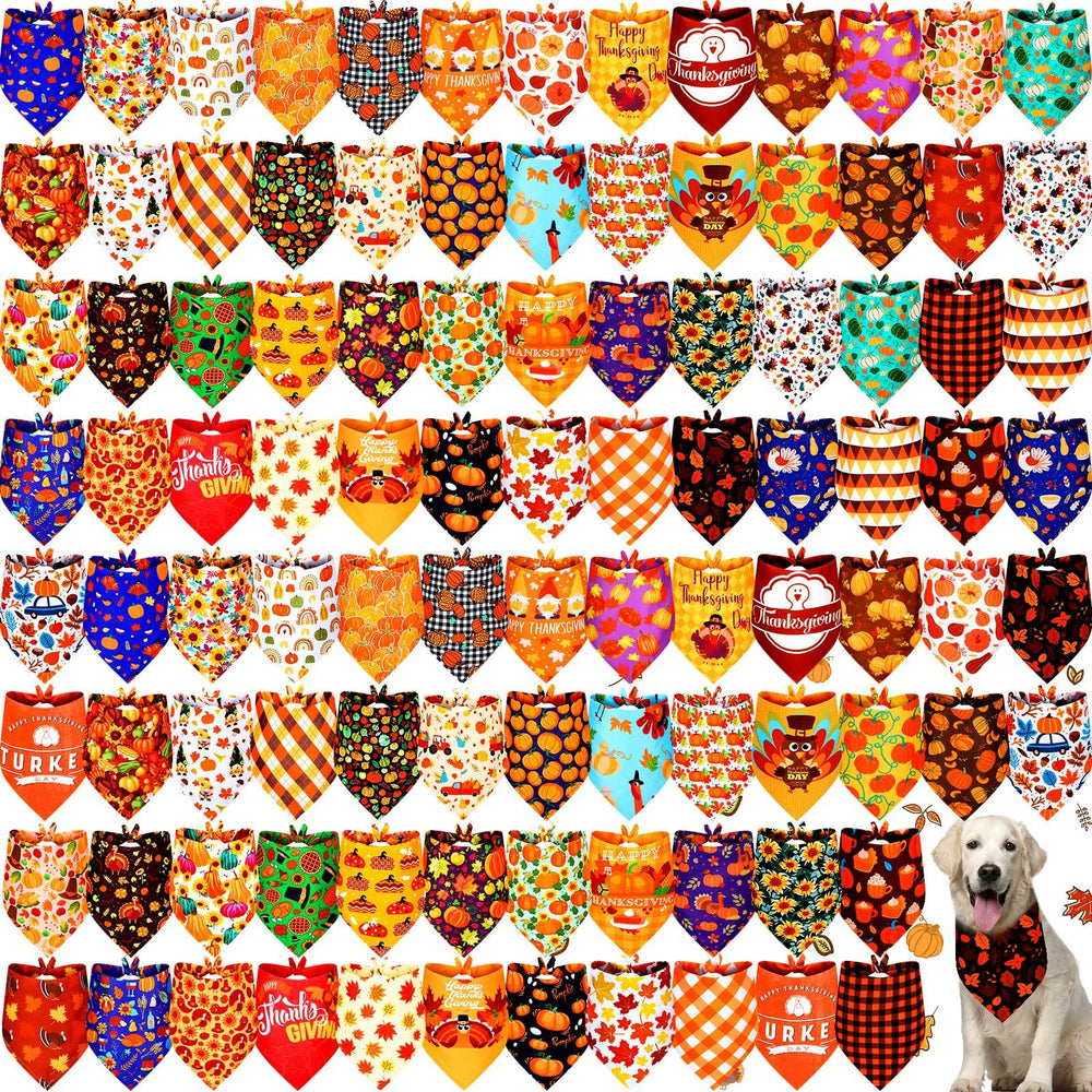 Newwiee Thanksgiving dog bandana with pumpkin design for festive photos