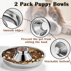 Nexboraque two-pack puppy bowls flat view shows value and size compatibility.
