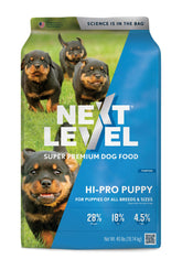 Next Level HI-PRO Puppy packaging showing freshness seal for easy resealability.