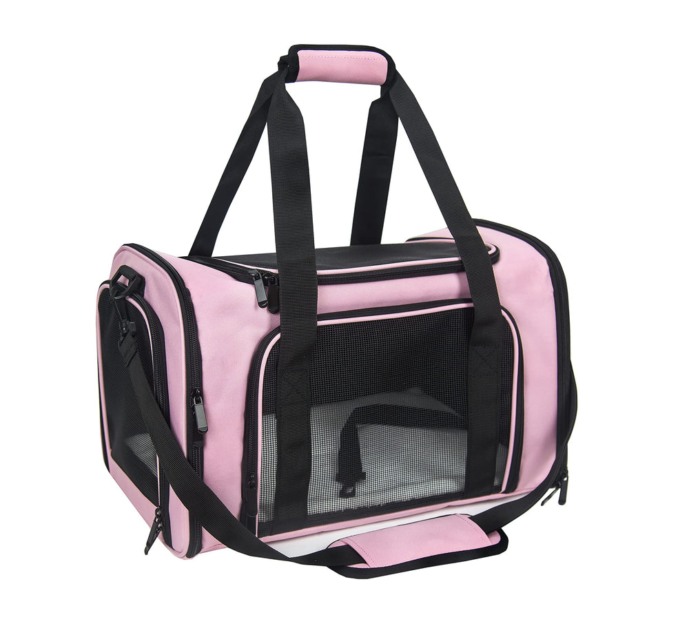 NextFri soft sided carrier medium pink folded for compact storage and travel