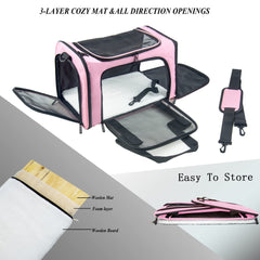 NextFri soft sided carrier medium pink side-ventilation shows breathable mesh for comfort