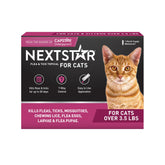 NEXTSTAR cat flea and tick prevention bottle close-up for waterproof protection.