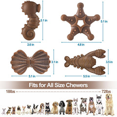 NEZIN dog chew toy shell shape, tough nylon for durable shredding and teething relief.