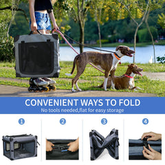 NEZUC interior safety leash attachment helps secure dogs inside the crate.