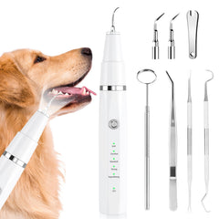 Ni-SHEN dog plaque remover front view demonstrates ultrasonic cleaning for healthier teeth