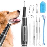 Ni-SHEN dog plaque remover in action delivering ultrasonic cleaning for safe home dental care