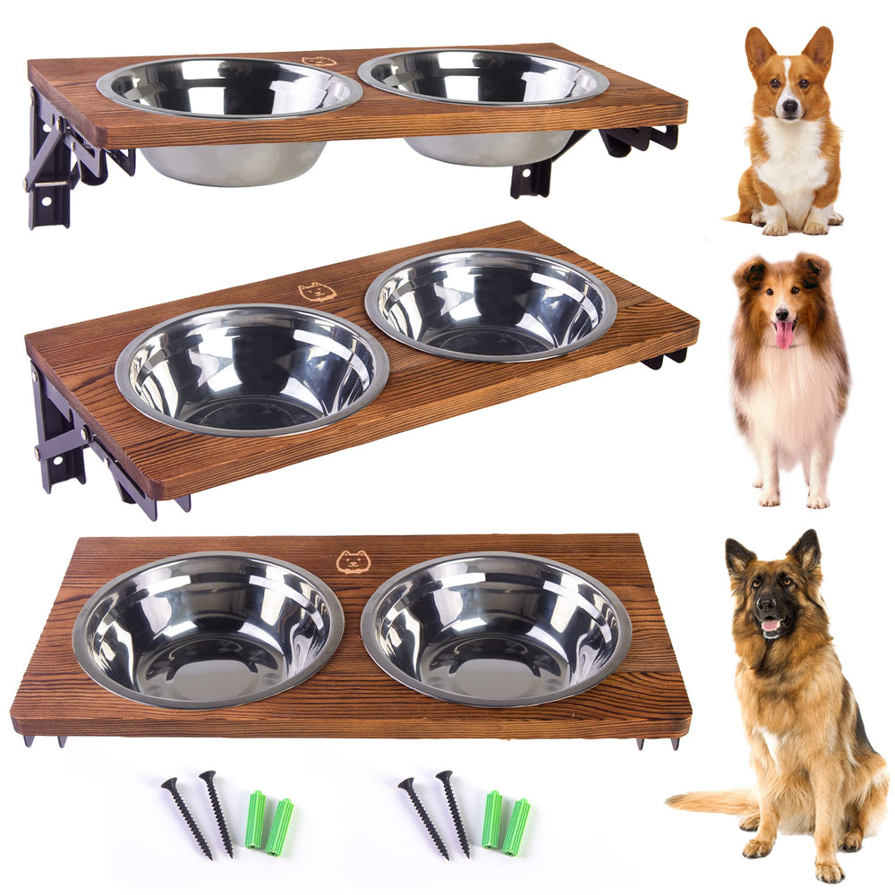 NICERINC PET folding dog bowl stand wall-mounted for space-saving elevated meals.