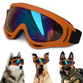 NICERINC PET large dog sunglasses orange frame front view protect eyes during sunny walks.