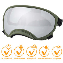 NICERINC PET Winproof dog sunglasses side view showing adjustable strap