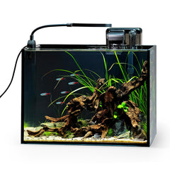 NICREW 2.5 gallon front view highlights compact desktop setup for small spaces.