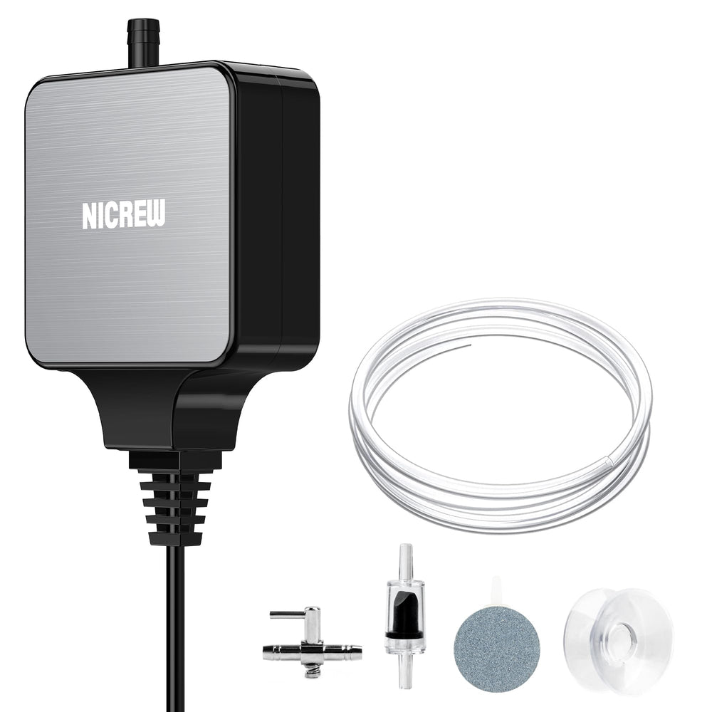 NICREW Nano Silent air pump front view showing compact aeration for healthy tanks