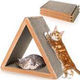 Nicunom 3-sided vertical cat scratcher in use directs scratching away from furniture