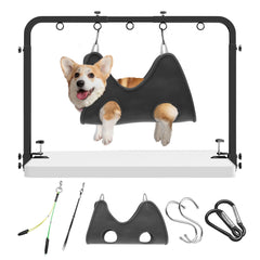 Niffgaff adjustable-pet-grooming-arm-table-setup offers versatile height for all sized pets.