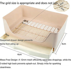 NINGVIHE semi-enclosed litter box with raised sides prevents splashes.