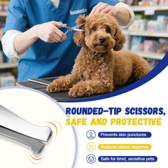 Ninibabie round-tip scissors helping safe ear hair trimming.