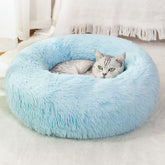 Nisrada cat bed round soft plush fabric for cozy indoor cats.