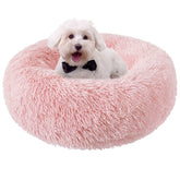Nisrada 24-inch round dog bed showing the calming donut design for cozy security