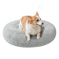 Nisrada dog bed round-design shows donut shape for cozy security and rest.