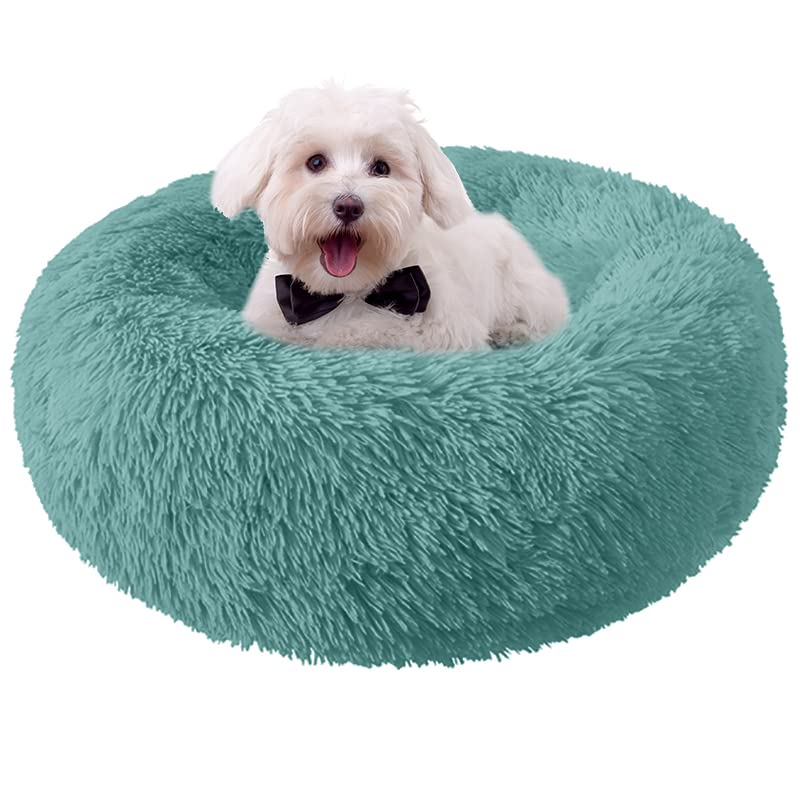 Nisrada dog bed round design with soft plush fabric for cozy naps.