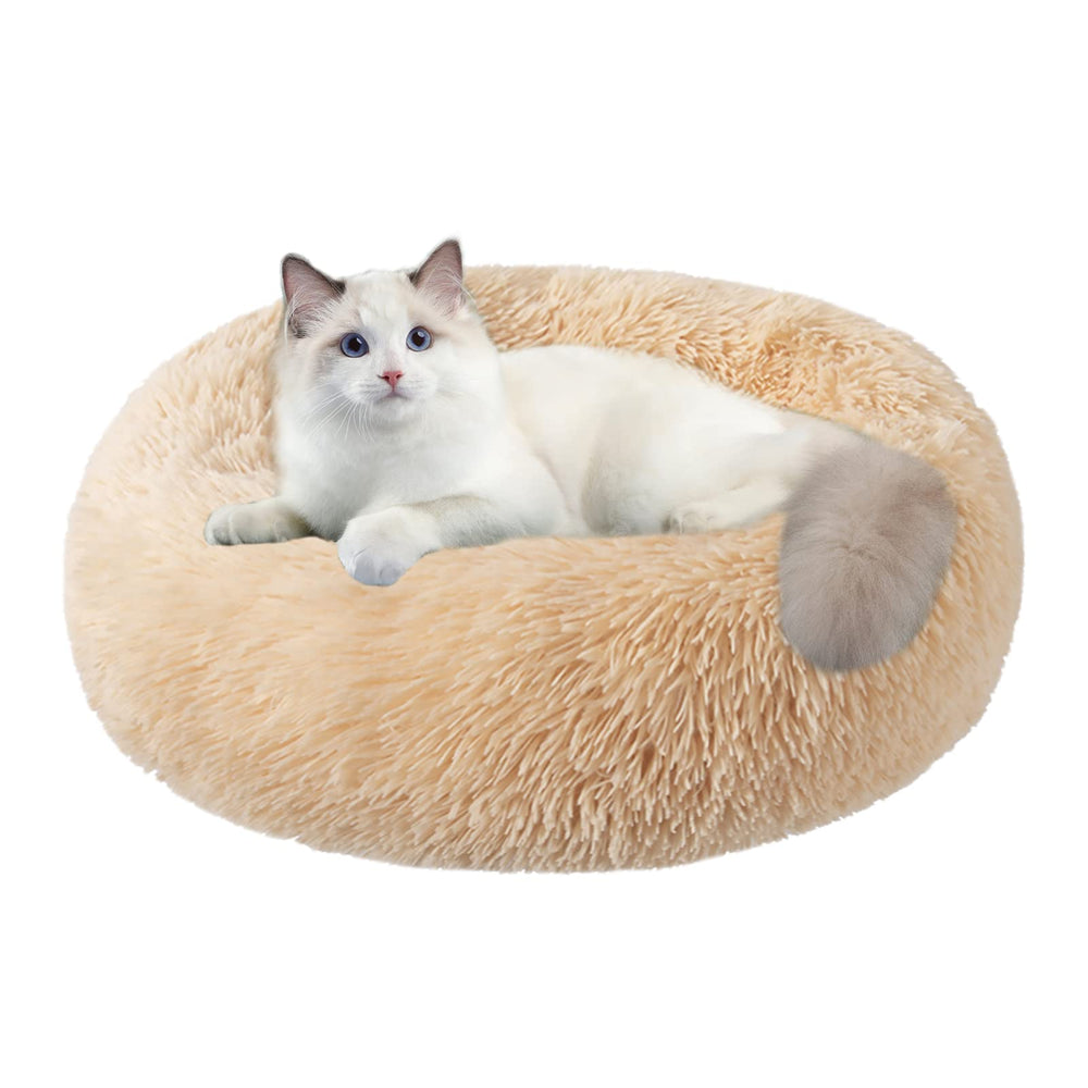 Nisrada donut cat bed close-up shows plush warmth for cozy naps