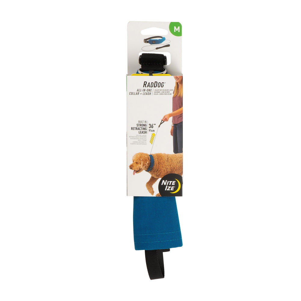Nite Ize Raddog blue collar 16-18 for reliable daily walks with built-in leash.