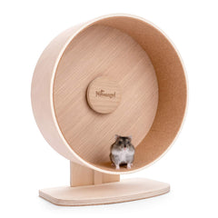 Niteangel Wooden Hamster Exercise Wheel full view shows sturdy back-friendly design for small pets